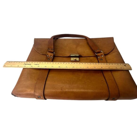 Vintage Executive Briefcase Leather with Braided Detail 16" x 13" Rare Computer - Picture 10 of 13